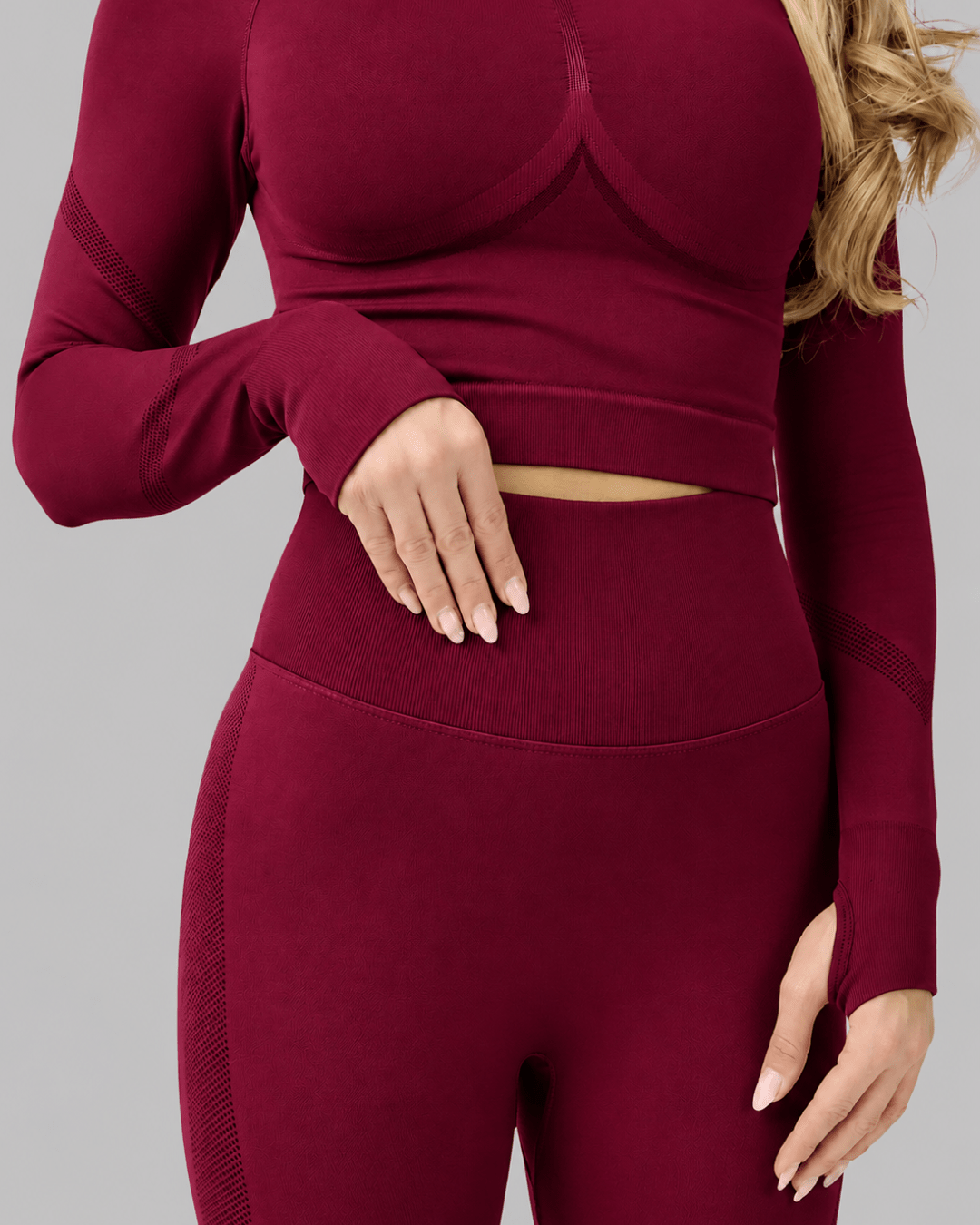 Sculpt Lift set in Burgundy, detailfoto van de stof