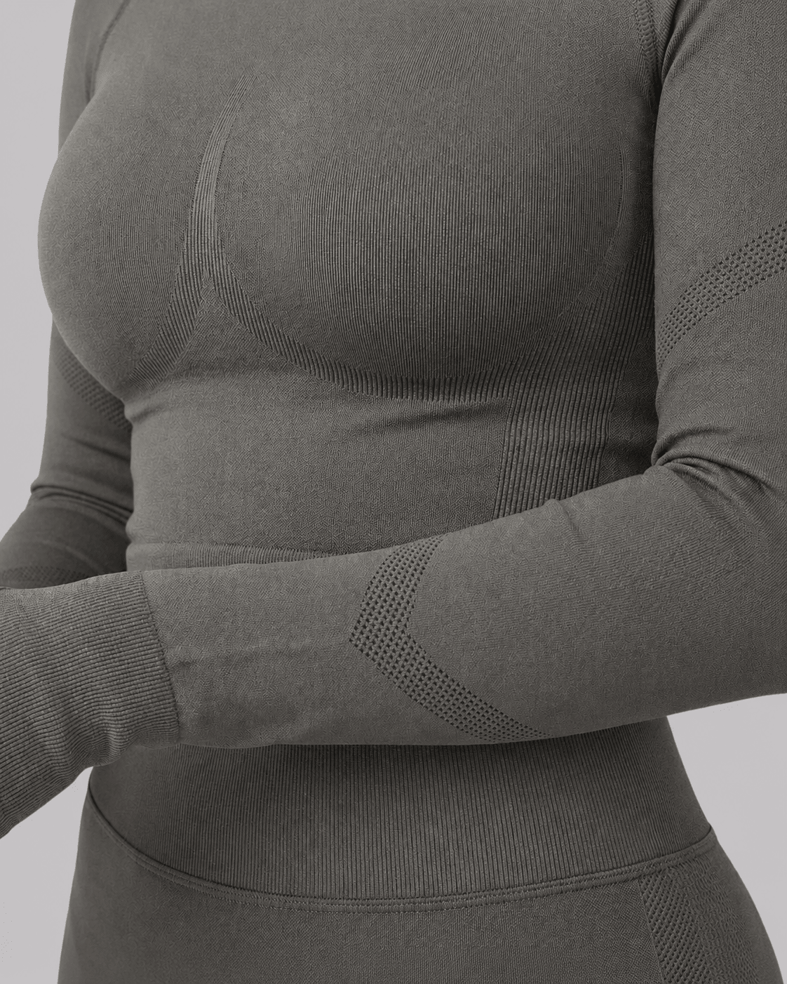 Sculpt Lift long sleeve crop top in Ash, studiofoto