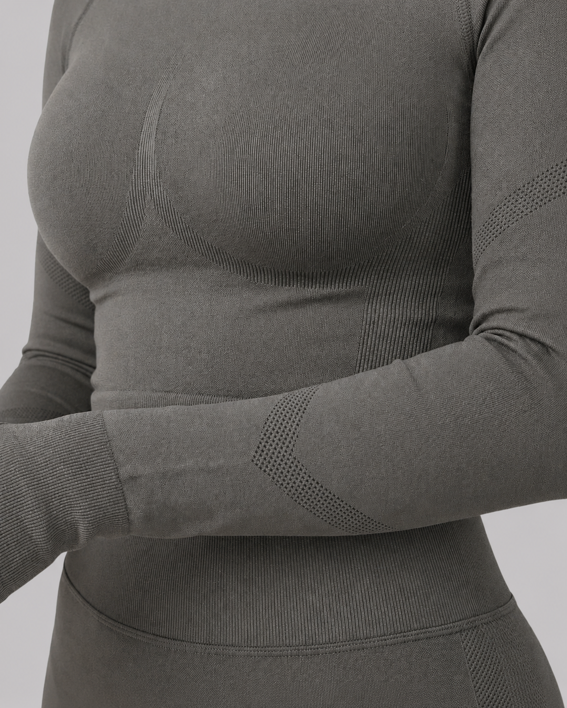 Askefarget Sculpt kompresjonstopp med lange ermer