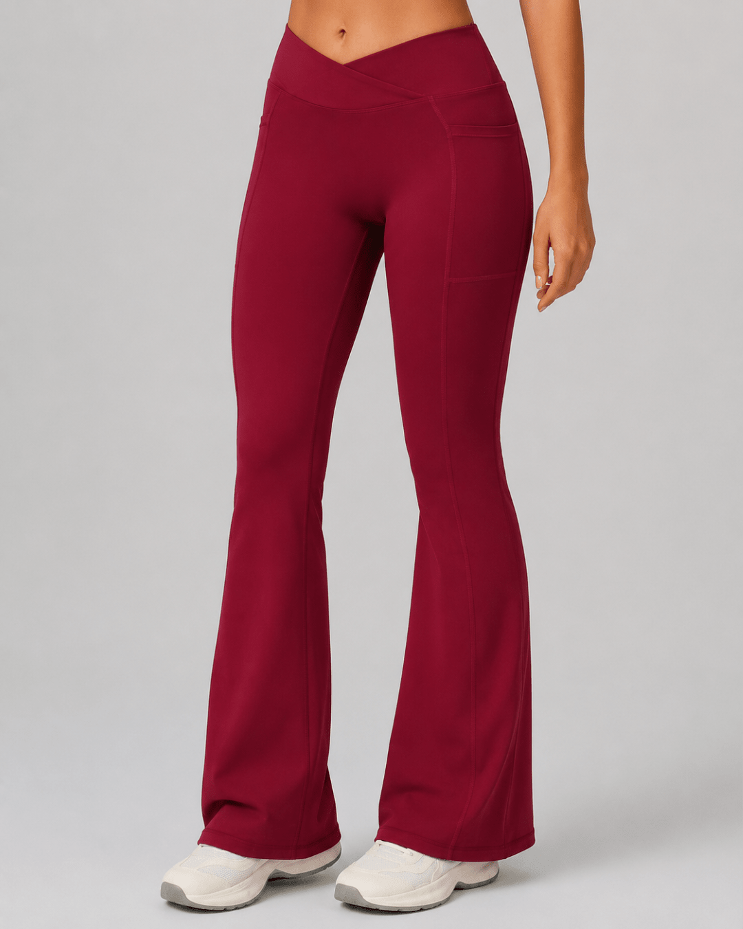 Sculpt Lift mid v-waist flare legging in Burgundy, vooraanzicht